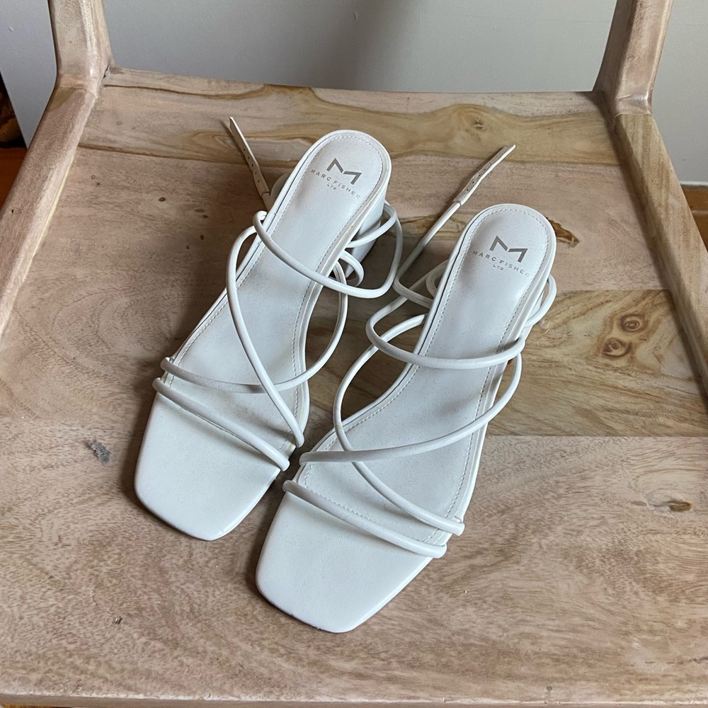 NWOT Marc Fisher white strappy heeled sandals
